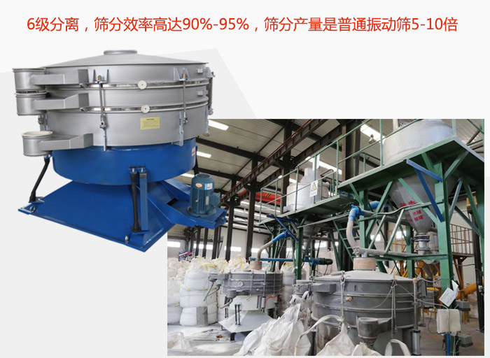 搖擺篩采用6級分離，篩分效率高達90%-95%，篩分產量是普通振動篩5-10倍